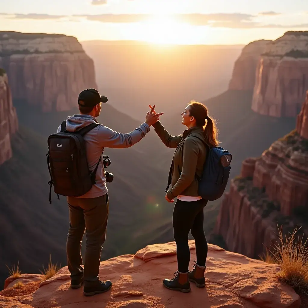 Пешеходная тропа, ведущая через узкие слоты каньонов, окруженная высокими стенами.