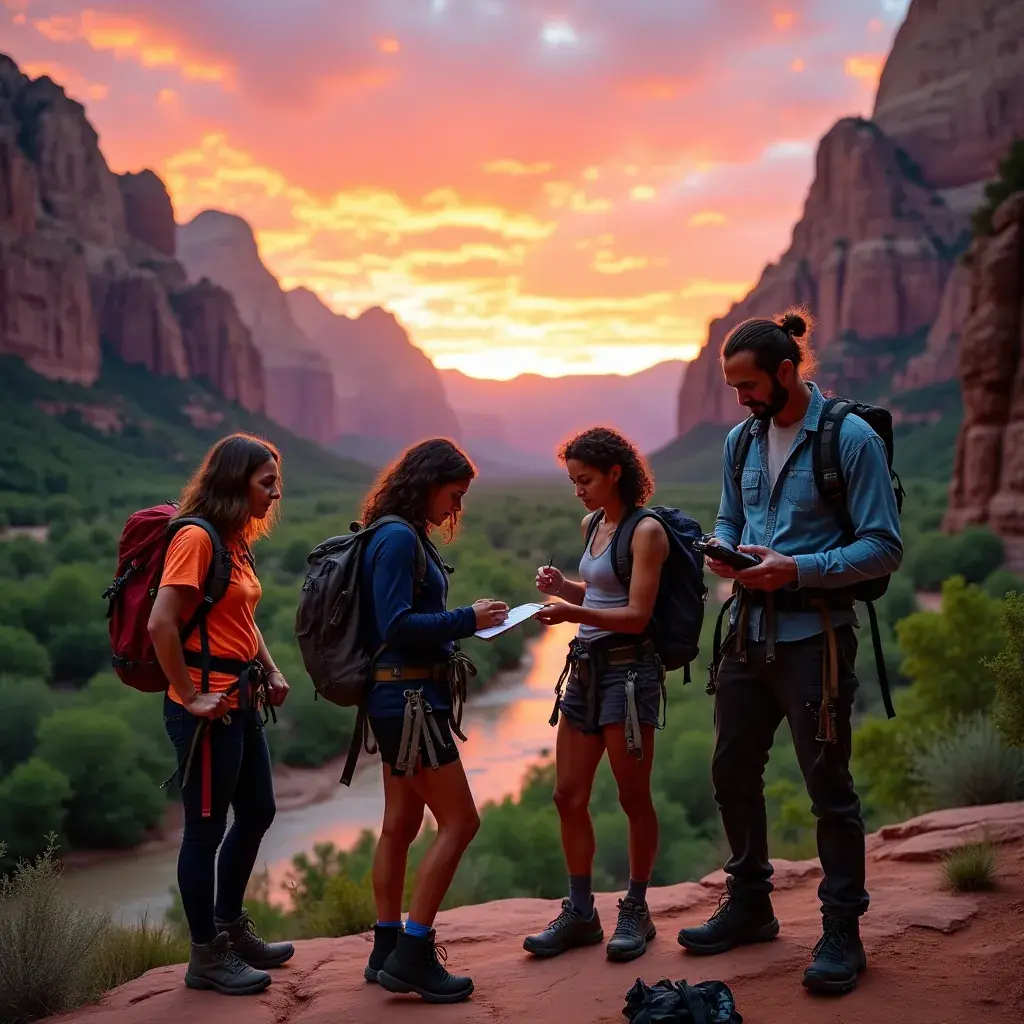 Солнце, пробивающееся сквозь облака над живописным ландшафтом парка Зион.