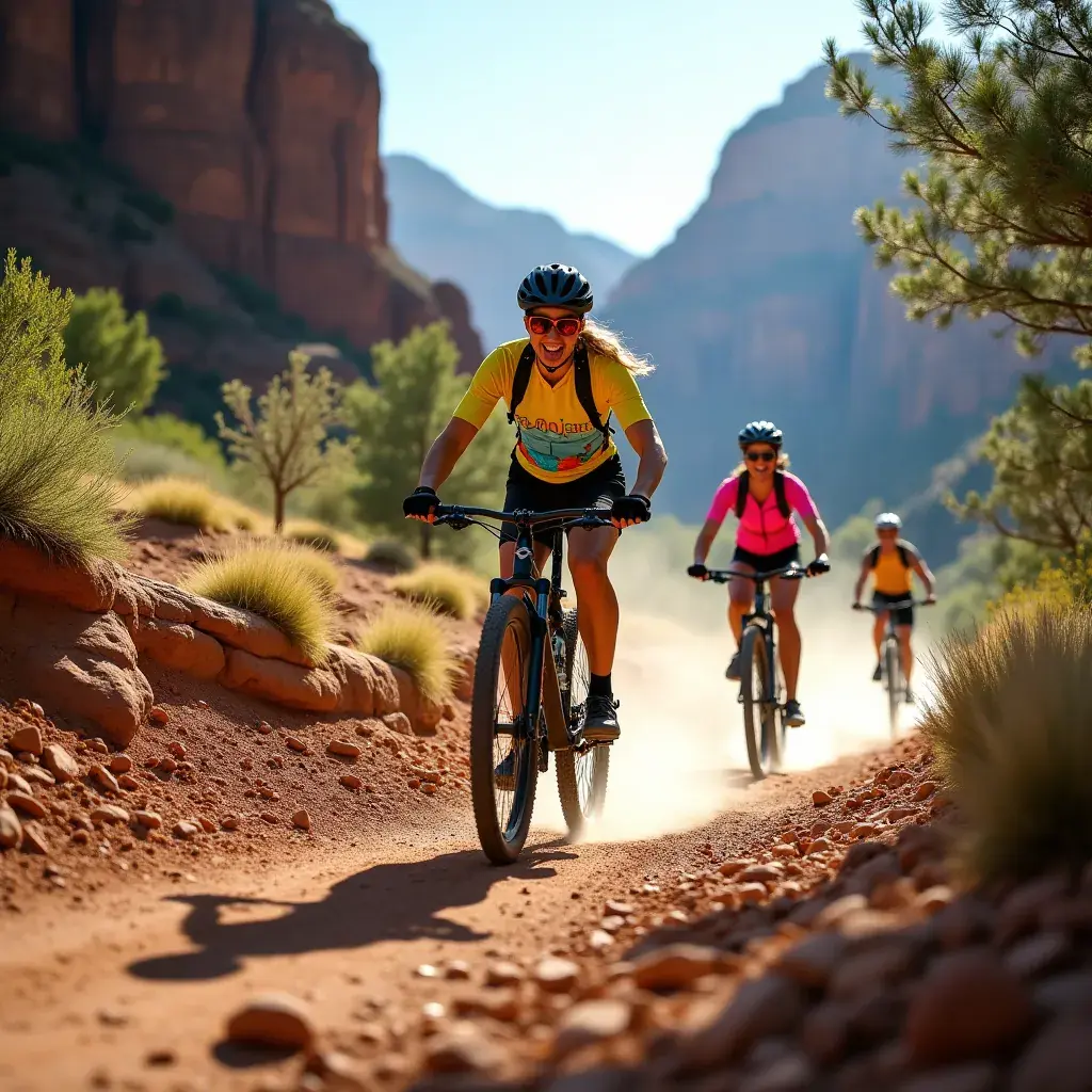 Группа альпинистов, поднимающихся по вертикальной скале в каньоне.